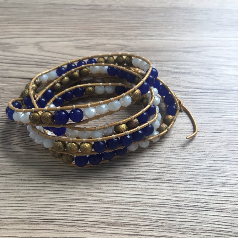 Boho style wrap bracelet with button closure